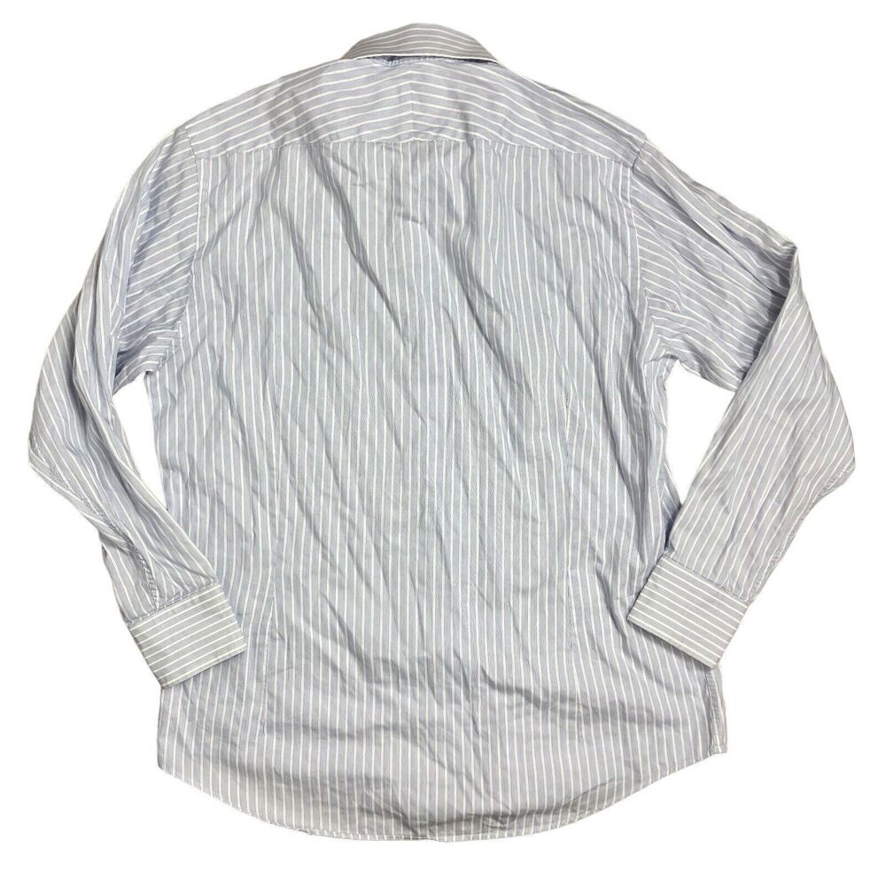 Charles Tyrwhitt Shirt Mens 16.5/33 Blue Stripe Button Up Tailored Fit - Picture 7 of 8